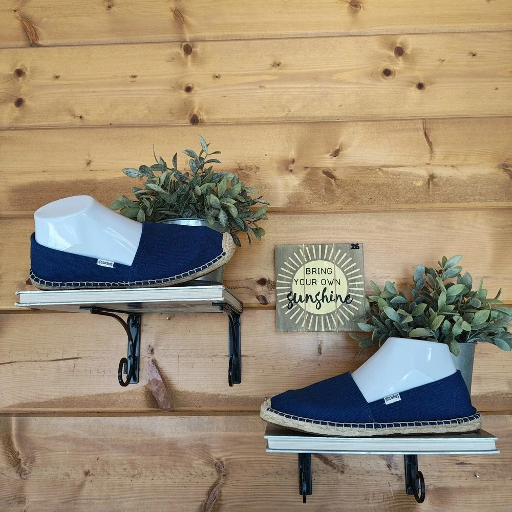 Soludos Dali Blue Espadrilles Slip On Shoes Canvas Loafer Flats Jute Boho Sz 8.5